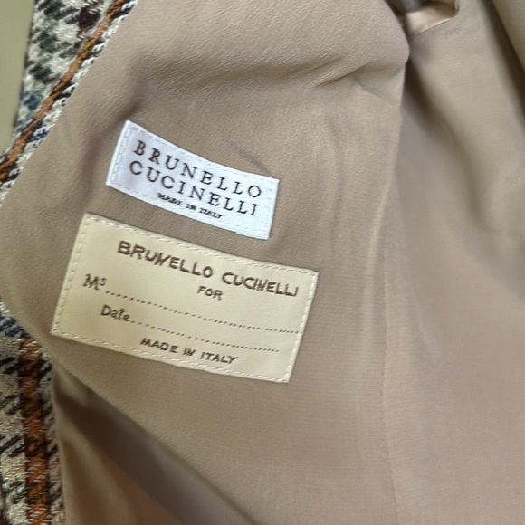 EUC BRUNELLO CUCINELLI beige plaid jacket with eco brass size IT40 US6 - Picture 7 of 12